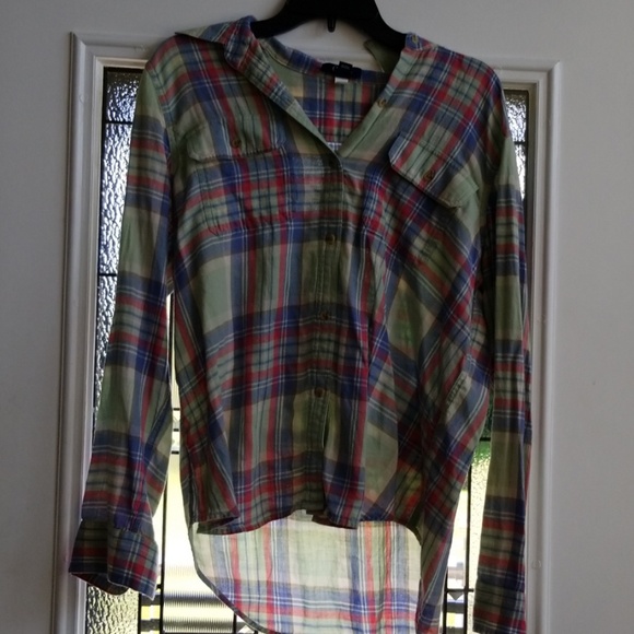 Green multi color button down shirt - Picture 1 of 1